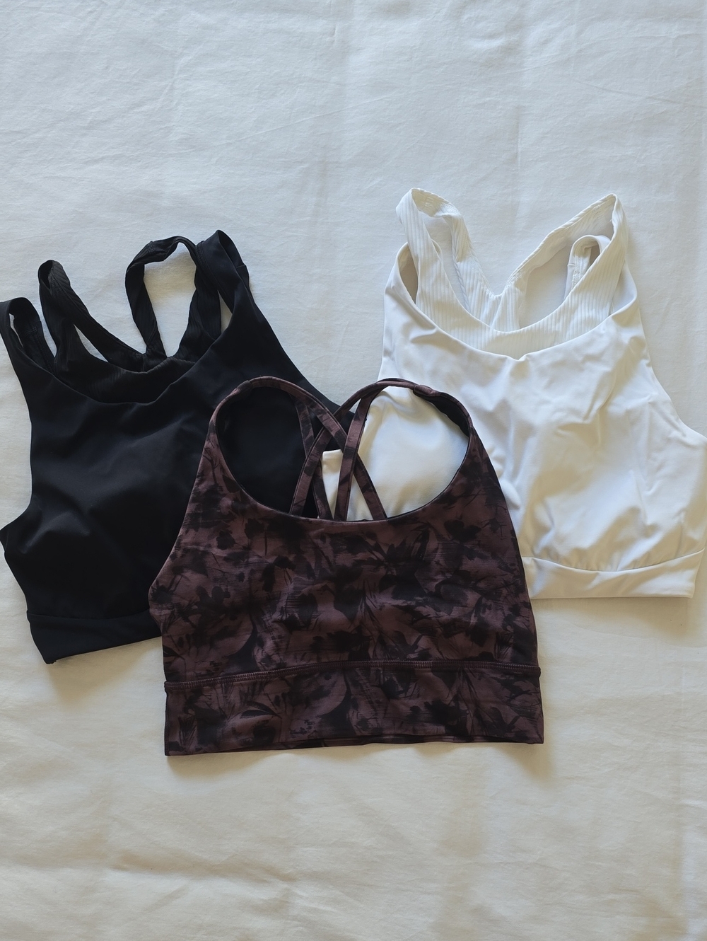 Lululemon Sports Bras - Black, White, Dark Purple & Black Leaf Print Small